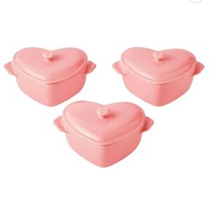 Pioneer Woman Pink 3-Piece Mini Hearts Ceramic Baking Dish with Lid